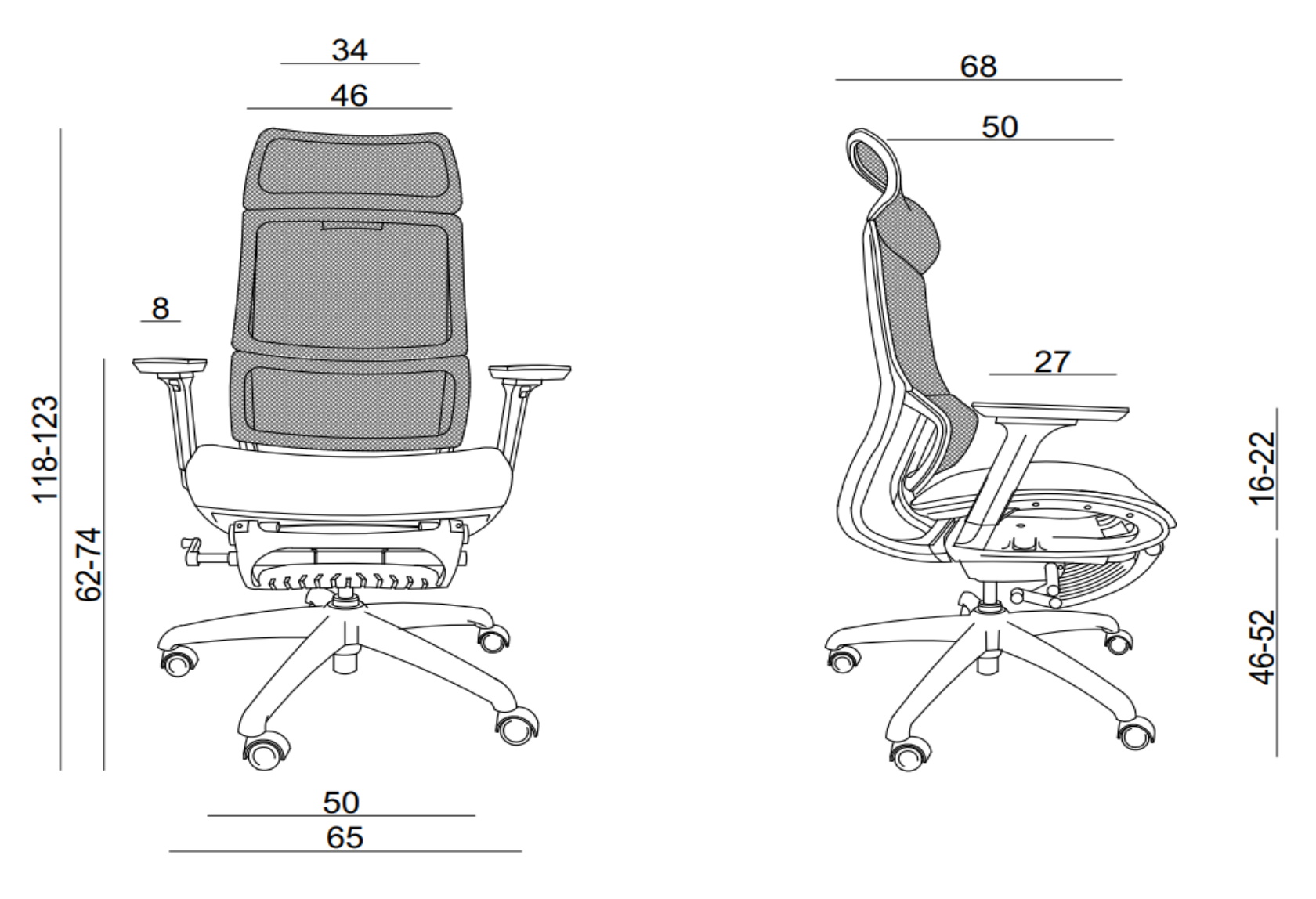 ergonomiczny fotel biurowy z podnóżkiem space